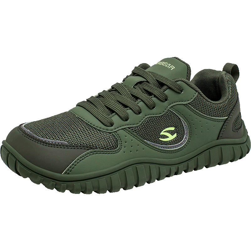 HOBIBEAR男士透气运动鞋秋季网面男士大头鞋轻便休闲鞋赤足鞋 绿色 47码