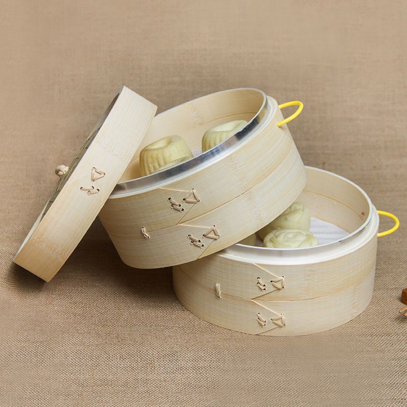 手工蒸小笼包馒头蒸笼竹制家用加厚小大号笼屉大规格商用竹编蒸笼