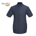 鳄鱼恤 CROCODILE 男装夏季商务休闲印花舒适短袖衬衫 发顺丰 AS-56302 085深蓝色 M