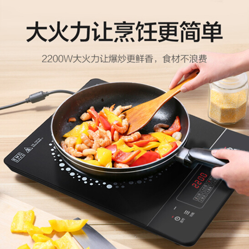 美的(Midea)电磁炉 C22-RT22E01 家用2200W大火力汉森面板 电磁灶4D防水 旋风防堵风机