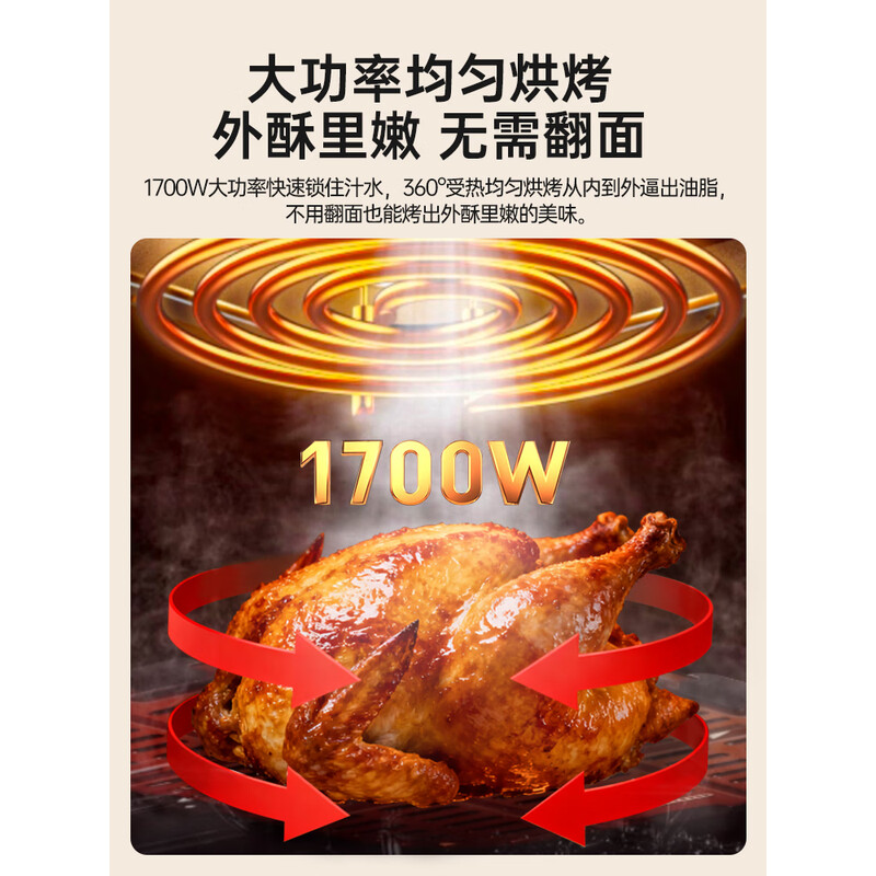 膳魔师 免翻面家用可视空气炸锅 EHA-5761D 红色 6L高清大图