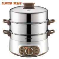 苏泊尔（SUPOR）ZN28YK807-150 多功能不锈钢家用电蒸锅 大容量 双层电蒸笼三层大容量防干烧定时功能