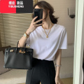 YIBUSHENG白色t恤女正肩短袖欧货2024年新款打底上衣多巴胺宽松版内衣