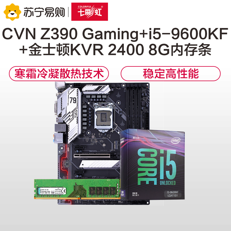 七彩虹CVN Z390 GAMING V20 电竞主板+英特尔i5 9600KF+金士顿KVR 2400 8PC