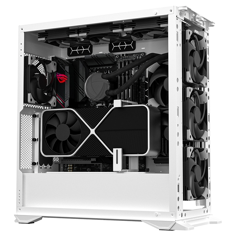 爱国者yogok100白色双u3typec电竞机箱diy组装整机电脑游戏商务办公