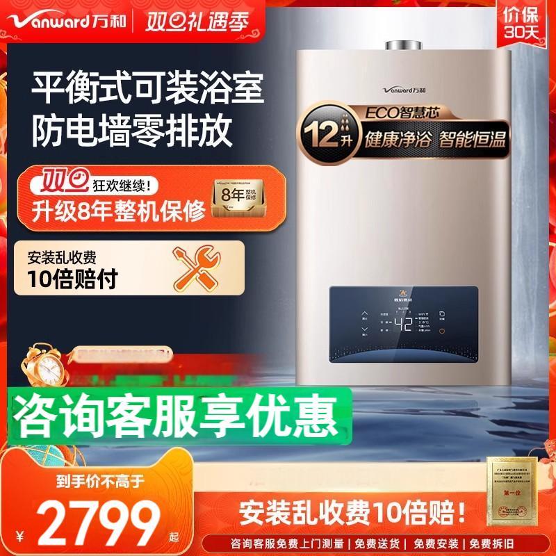 万和平衡式燃气热水器天然气液化气12升恒温节能WE3 12L天然气