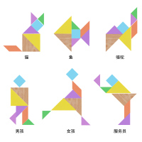 米米智玩 教具七巧板拼图拼板儿童木制玩具宝宝益智早教认知玩具 千红
