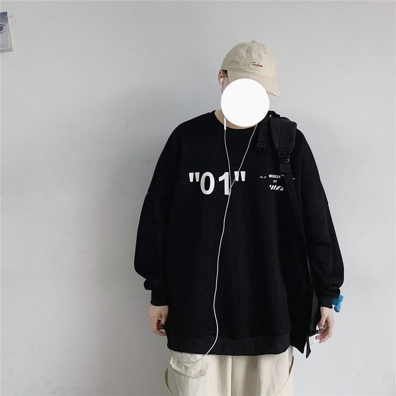 梵克公牛港风ins圆领卫衣男季上衣流宽松bf外套嘻哈cec慵懒风薄