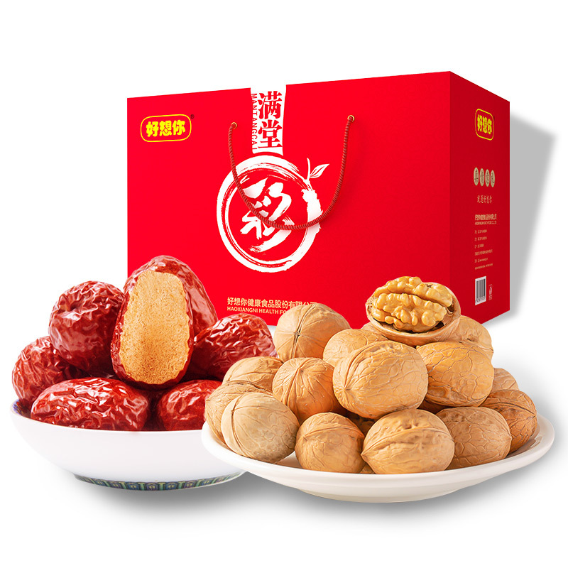 好想你 满堂彩礼盒1908g 免洗红枣新疆核桃礼盒红枣核桃大礼包