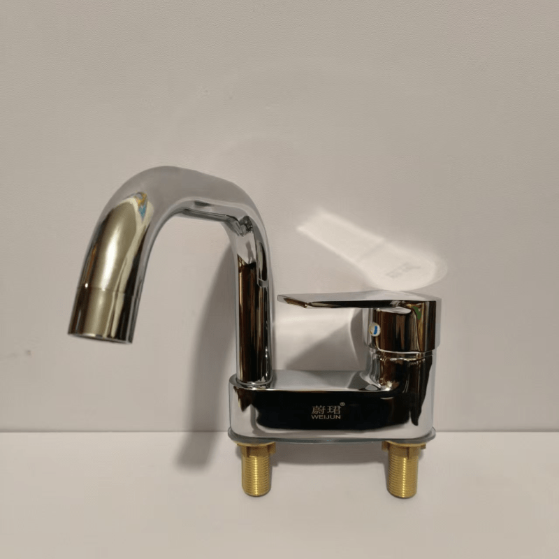 蔚珺全铜面盆双孔冷热水龙头通用型个高清大图