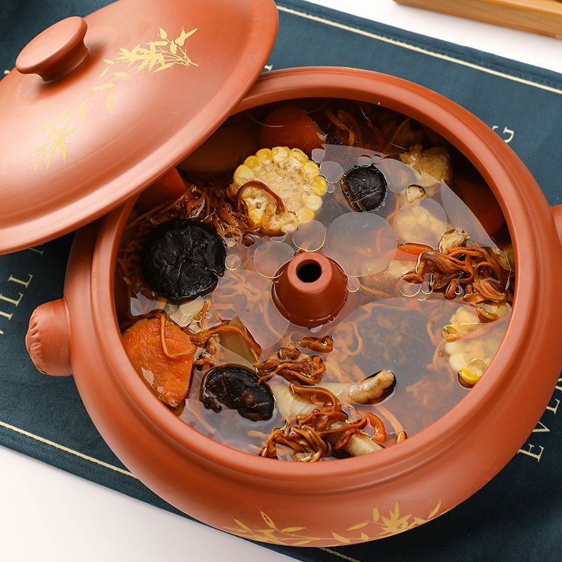 汽锅鸡汽锅家用陶瓷加厚云南建水商烘焙精灵用紫陶小气锅炖锅带盖4号