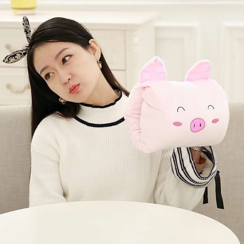可爱卡通毛绒小抱枕玩具女学生两用暖手抱枕