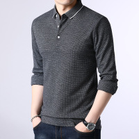 恒源祥品质棉长袖t恤男2022秋季新款简约体恤男打底衫男士polo衫 M/170建议100-120斤 中灰