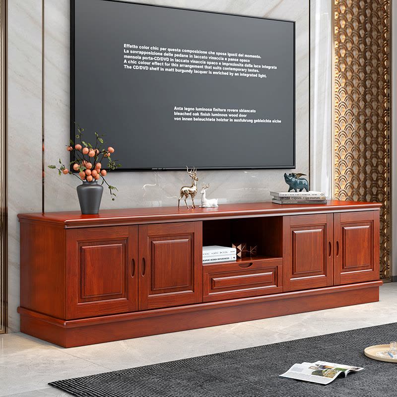 青木川 简约现代实木电视柜落地2025新款客厅家用小户型双层收纳储物柜床尾柜影视柜电视机柜矮柜图片