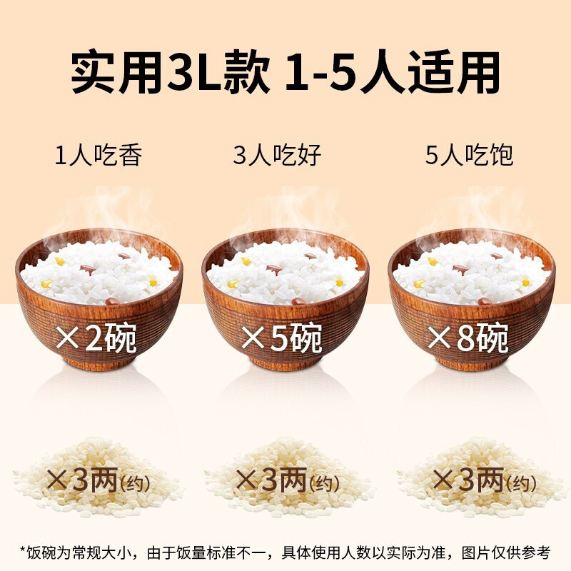 九阳(Joyoung)电饭煲 F-30FZ619 深栗棕 家用电饭锅3L大容量 柴火饭 智能预约 智能蒸饭锅多功能电热锅