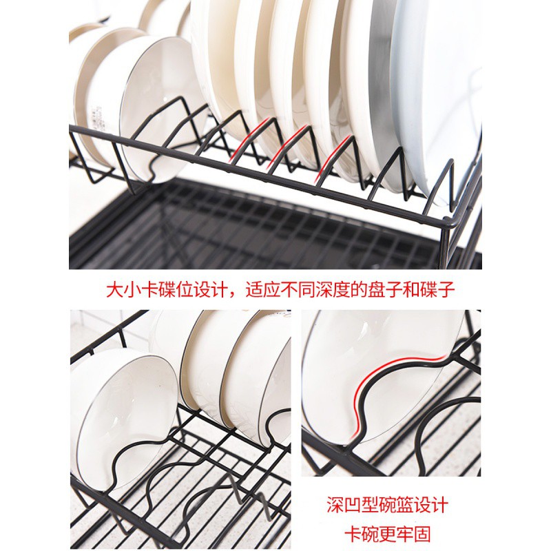 碗碟架沥水架双层厨房用品碗盘餐具置物架家用放碗筷收纳盒沥碗架收纳层架 三维工匠高清大图