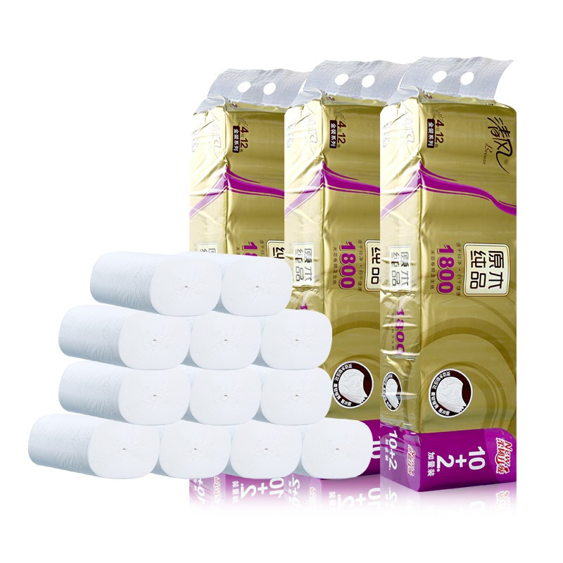 清风原木金装无芯卷纸家庭实惠卫生纸厕纸4层1.8千克12卷