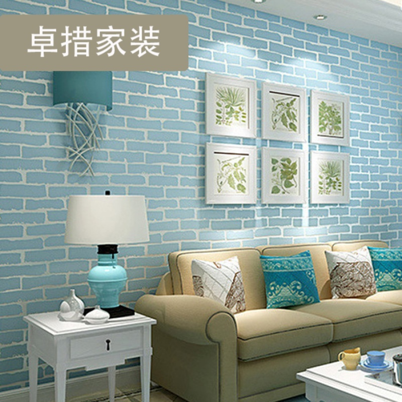 壹德壹墙纸/墙布 中式复古白砖砖纹立体墙纸仿古砖块砖头壁纸客厅电视