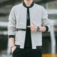 蓝缕金(LANLVJIN)男士夹克春秋季新品大码修身棒球服青年棒球领开衫拉链收口袖外套男韩版休闲夹克衫