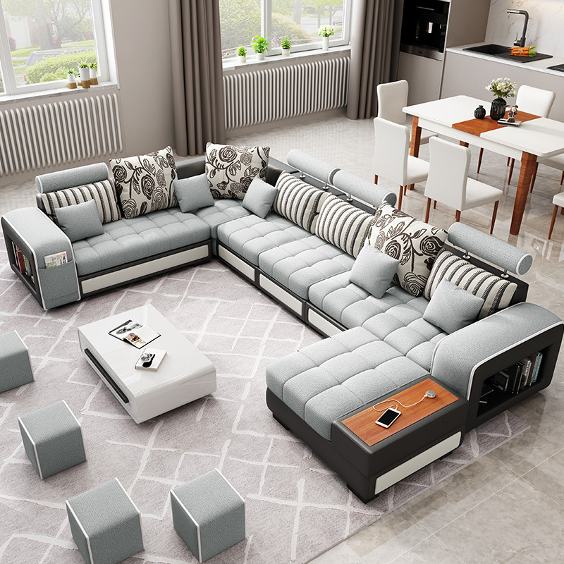 花千紫2020新款布艺沙发现代简约科技布棉麻大小户型沙发客厅组合视频