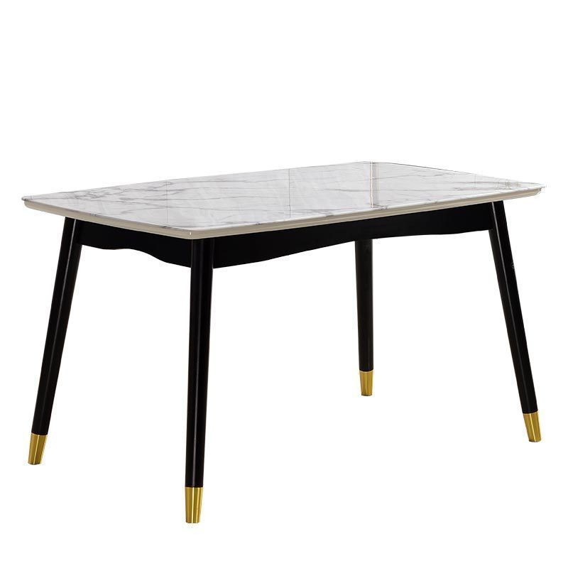 汐岩轻奢实木桌椅组合北欧大理石家用餐桌简约现代小户型长方形饭桌子高清大图