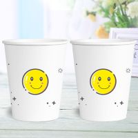 纸杯一次性杯子加厚水杯婚庆本色家用商用印整箱|笑脸 500只