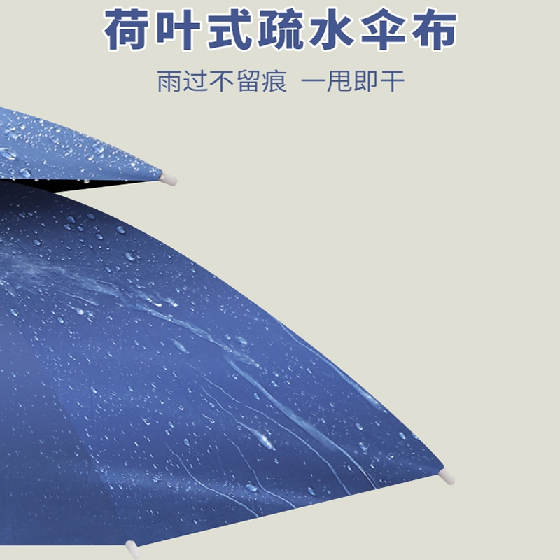 闪电客双层防风防雨钓鱼伞帽头戴式雨伞防晒折叠头顶雨伞帽户外遮阳垂钓