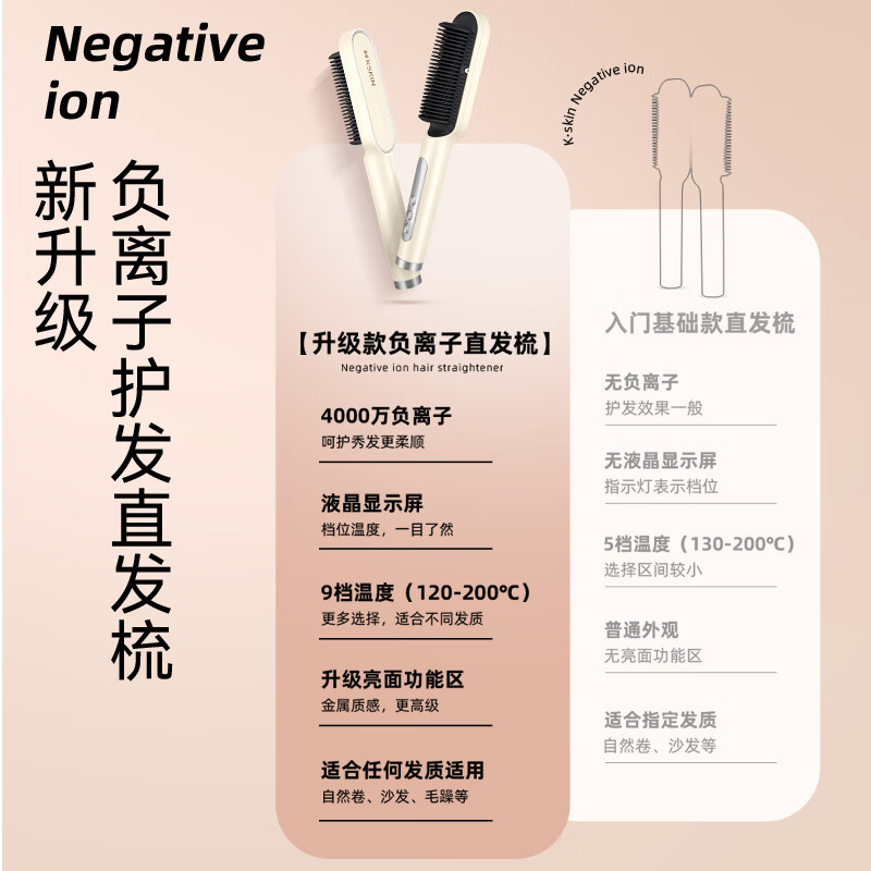 金稻 直发梳 KD380K 卷发棒内扣直板夹造型梳子
