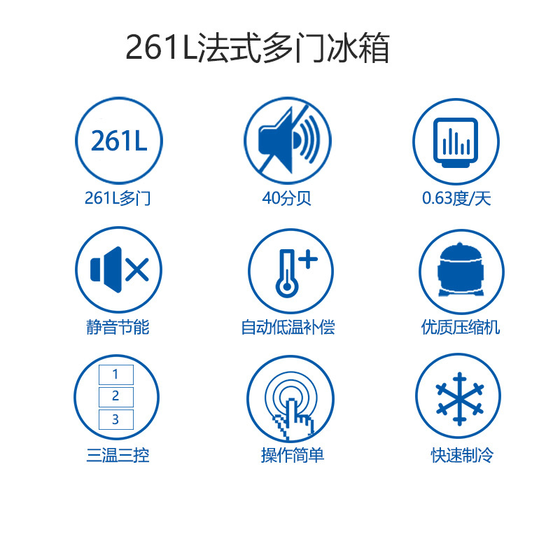 创维(SKYWORTH) D26B 261升法式多门冰箱 三温分类存储 多门对开门小四门电冰箱