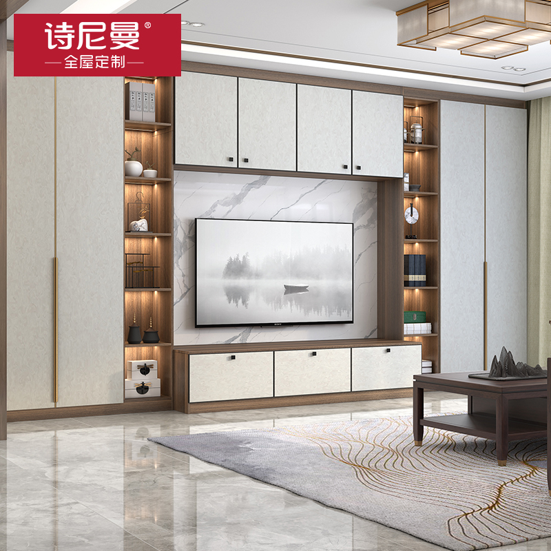 诗尼曼全屋定制整体家具轻奢风走入式平开门衣柜定制衣帽间入户柜