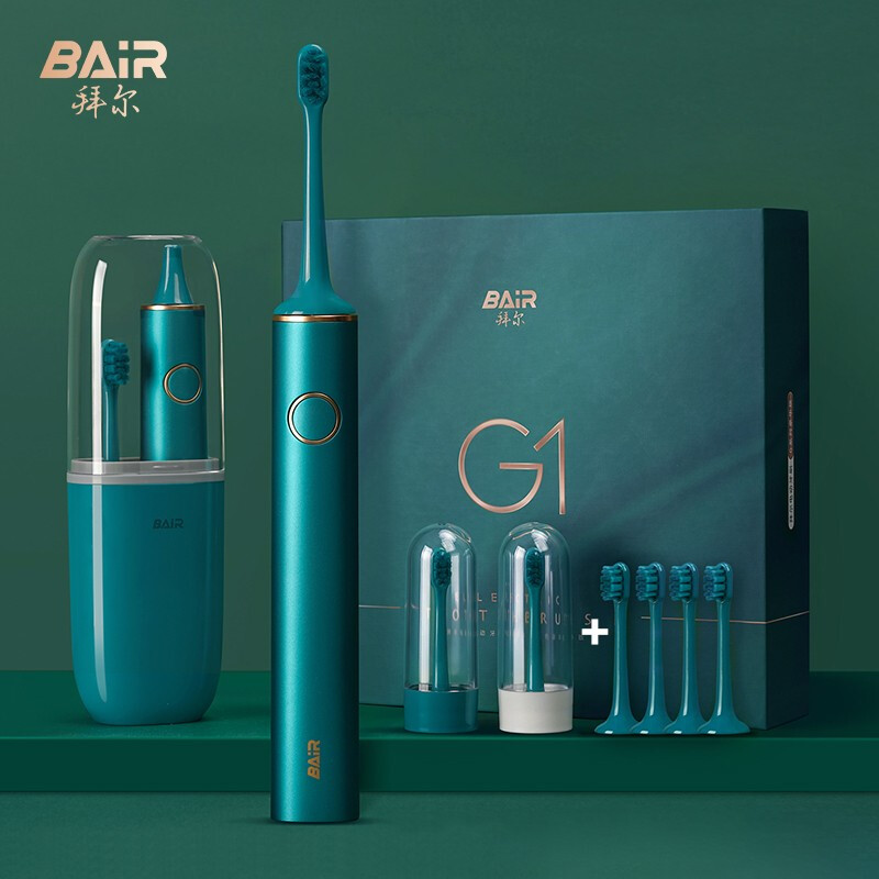 拜尔bairg1机皇豪华定制版电动牙刷成人充电式智能声波天青色参数