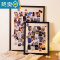 敬平diy相框挂墙拍立得打印洗照片情侣定制拼图生日礼物实木框架摆台 黑色实木 相框[33*43cm]+30张3寸照片+精