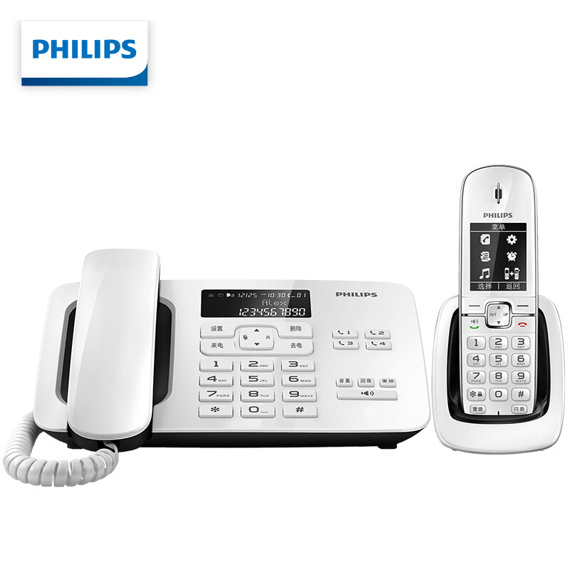 飞利浦(PHILIPS)无绳电话机座机 无线座机子母机 办公家用 DCTG492(白色)