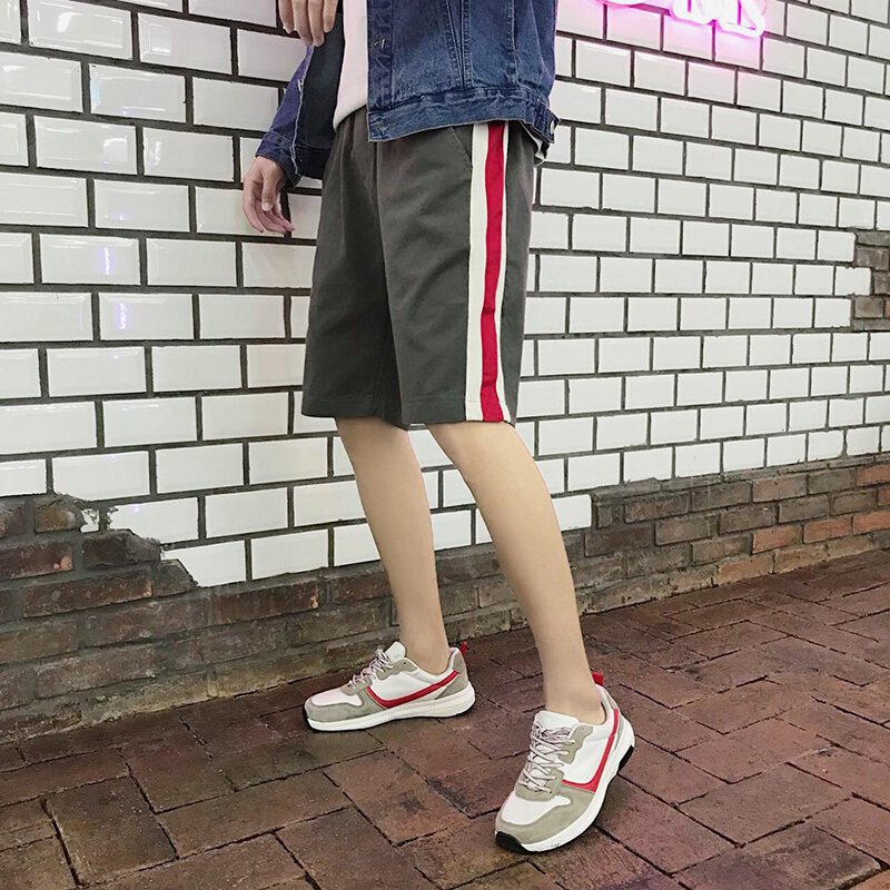 夏季新款条纹运动短裤潮流马裤男士休闲五分裤中裤学生韩版男裤子