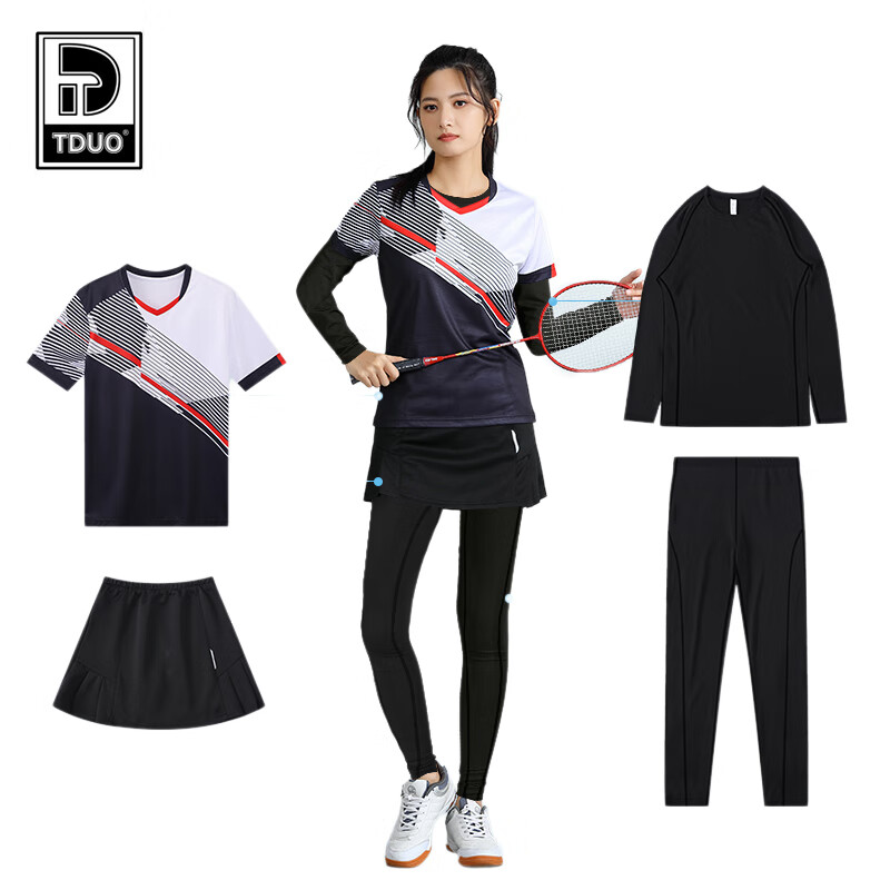 Tduo乒乓羽毛球服 M1 套 黑 2XL
