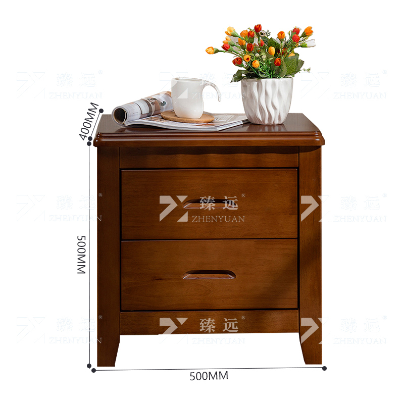 臻远 ZY4030706 床头柜胡桃色床边收纳储物柜