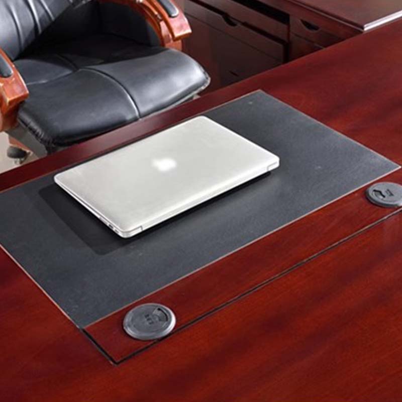 鑫升顺老板桌大班台总裁桌椅组合贴实木皮办公桌简约单人主管经理桌2.2米整套+椅子+六门书柜高清大图