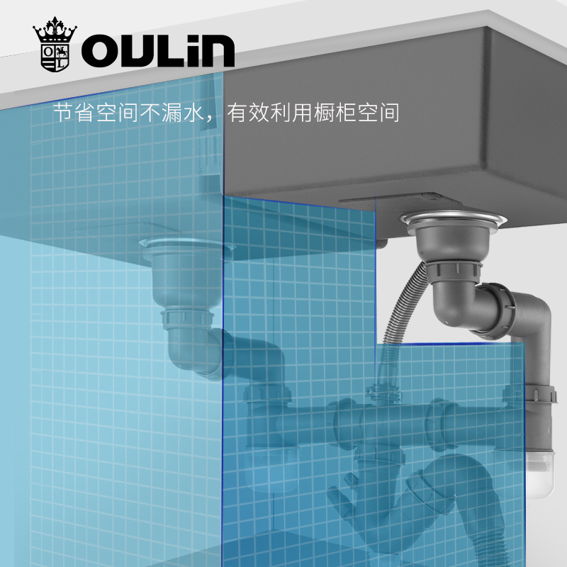 欧琳不锈钢水槽双槽套餐820N-A/B 易清洁家用洗菜盆 厨房不锈钢洗碗槽