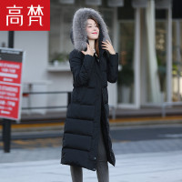 高梵GOLDFARM新款冬季大貉子毛领长羽绒服女士中长款过膝加厚