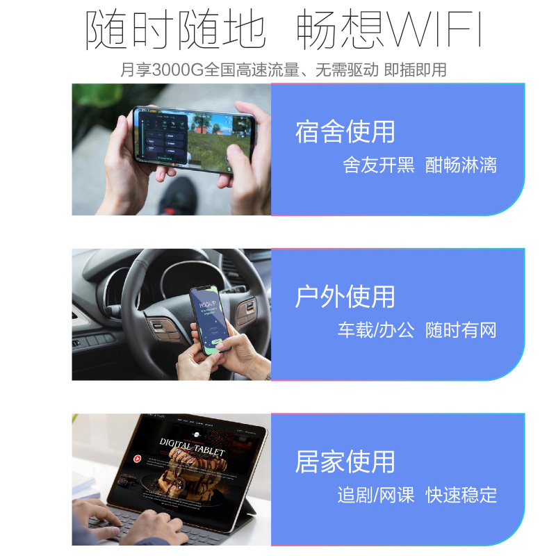 策顿4G随身wifi无限流量mifi移动WIFI电信联通移动专用上网宝车载wifi 白色