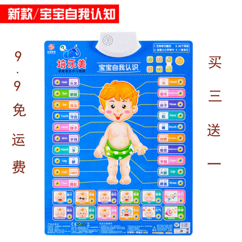 儿童玩具有声挂图早教发声挂图婴幼儿童益智早教玩具识字认知挂图 新款/宝宝自我认知