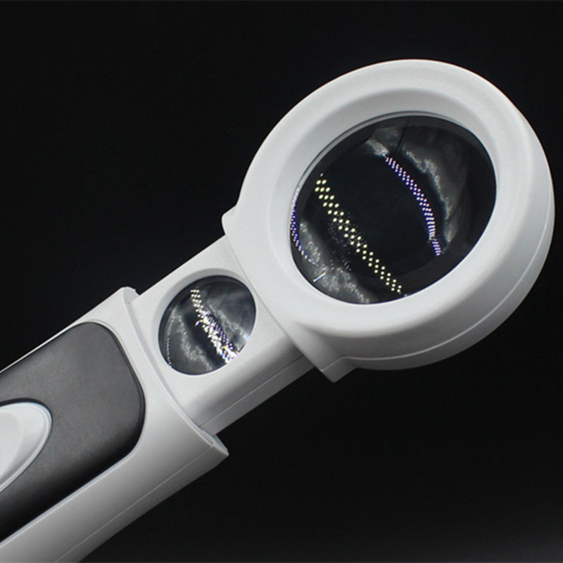 oujin 8倍20倍抽拉式双镜片防滑手柄放大镜 阅读鉴定照明放大镜 高倍