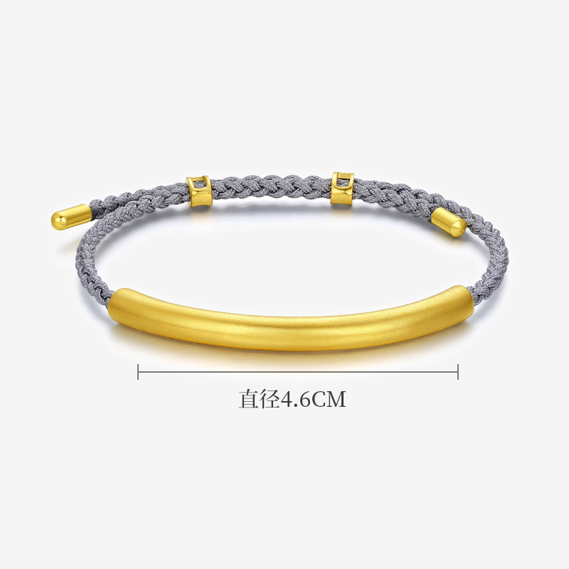 中国工艺古法传承足金黄金半绳半镯手链编织手绳送女友送妈妈礼物约