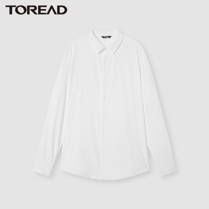 探路者普通衬衫男弹力透气小方领挺括柔软长袖衬衫2021秋冬新款户外舒适休闲男式衬衫