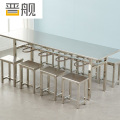 晋舰不锈钢食堂餐桌员工连体快餐桌椅组合饭堂长方形餐桌椅 八人挂凳含凳