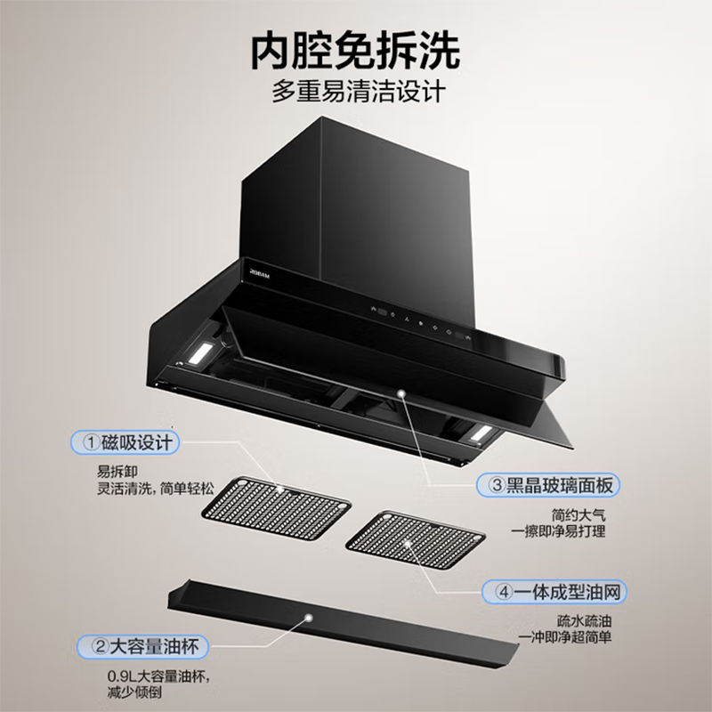 老板(Robam)[超薄平嵌小黑镜L1mini]26风量抽吸排油烟机顶侧一体家用小尺寸大吸力可搭燃气灶61A9S高清大图