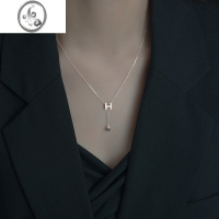JiMi925银银项链女H字母轻奢小众设计感2023年新款潮气质毛衣链锁骨链 H字母项链银色