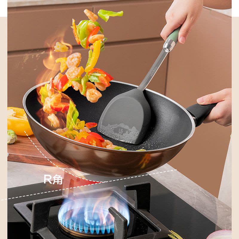 爱仕达锅炒锅不粘锅34cm易洁少油烟加厚复底锅具电磁炉炒菜锅煤气灶专用锅子平底燃气通用不沾平底煎锅大 NWG8334E图片