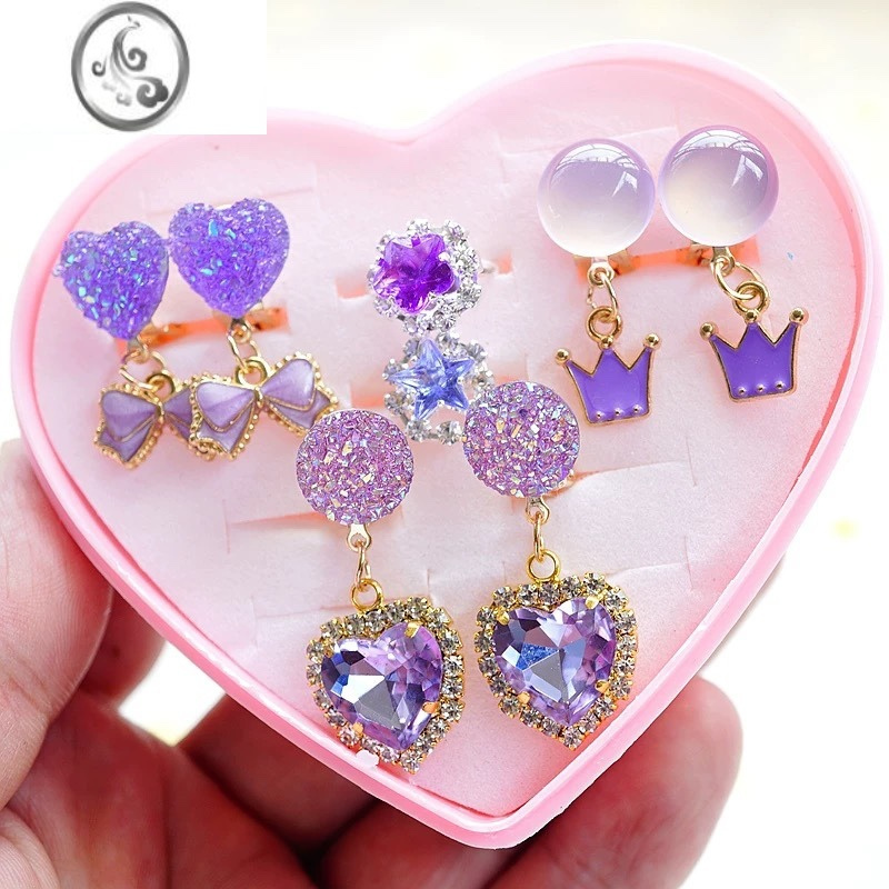 jimi原创设计儿童耳环耳夹无耳洞女孩小公主高级感耳饰品女童耳坠宝石