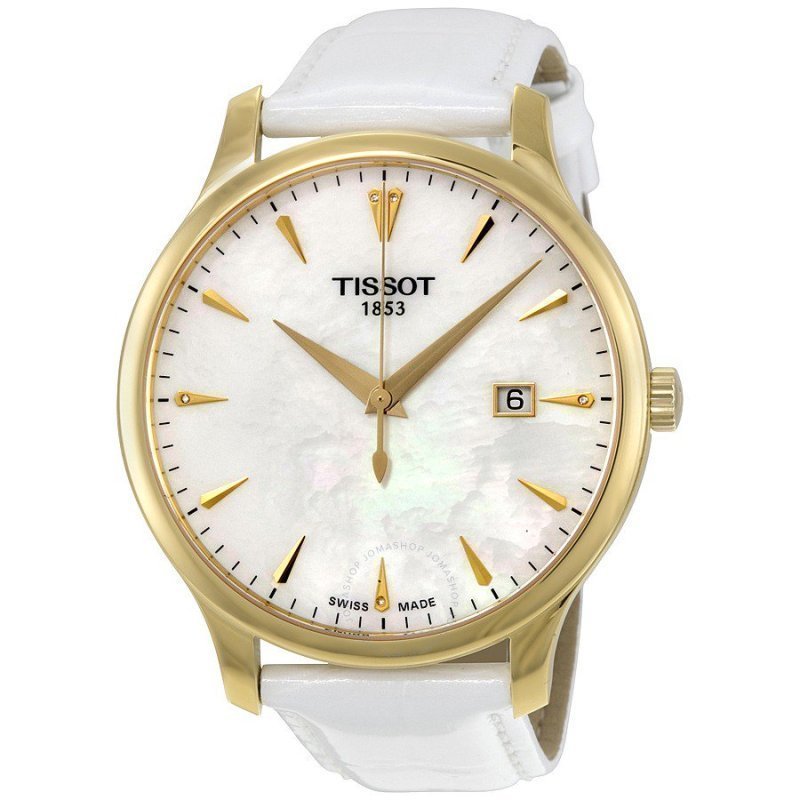 天梭 tissot 瑞士手表 俊雅系列皮带石英表女表